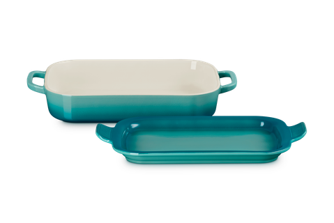 Rectangular Dish with Platter Lid - Riviera 14 3/4"x9"x2 1/2" (3 qt.) | Le Creuset