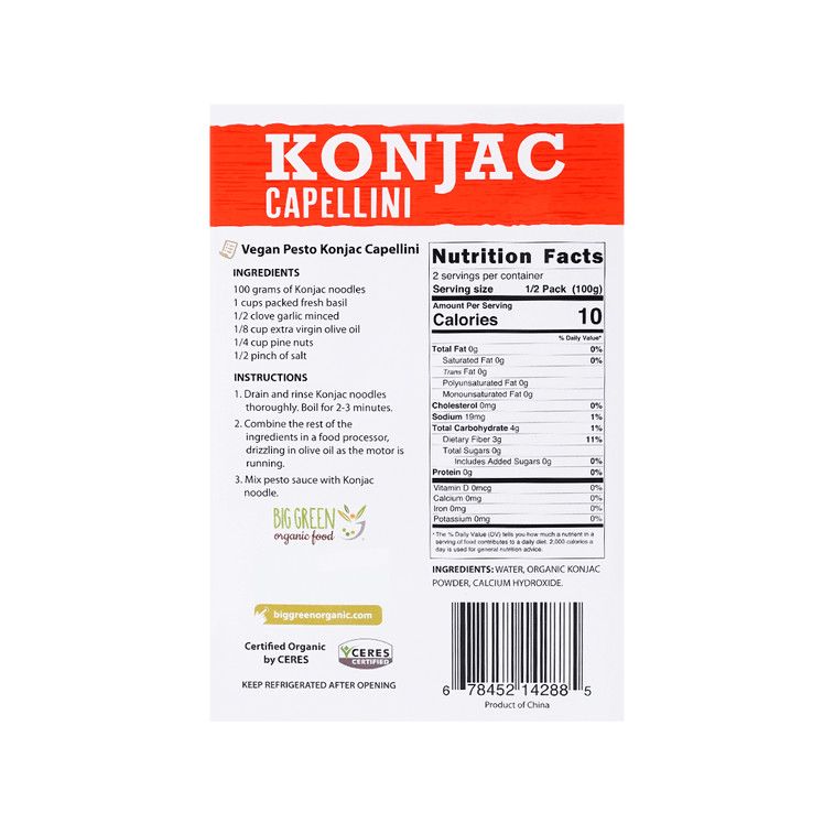 Big Green Organic Konjac Capellini, 7 oz