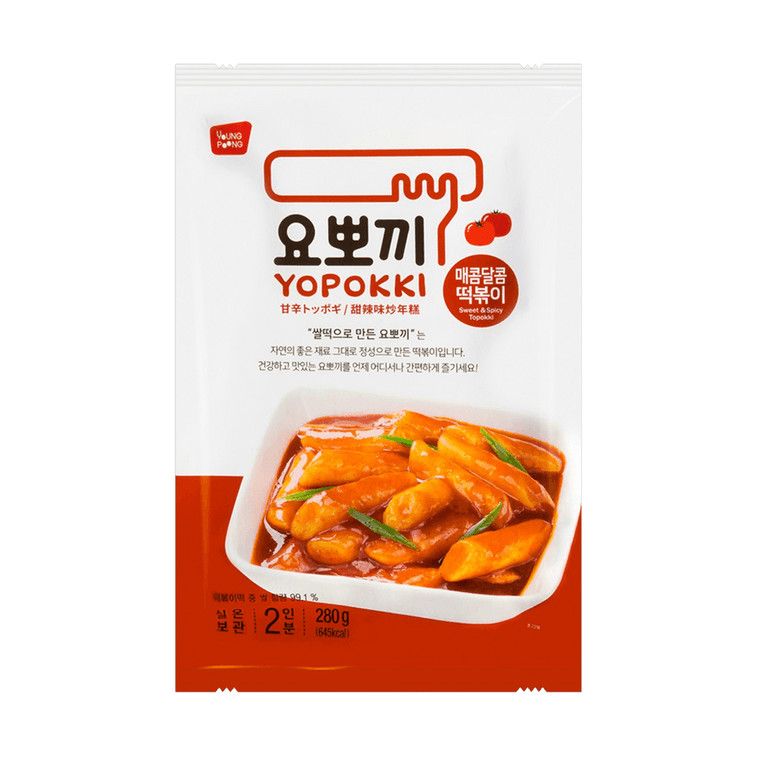 Korean Instant Tteokbokki Rice Cake Sweet &amp; Spicy Pouch, 9.88 oz