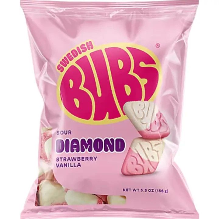 Bubs Sour Diamond Strawberry Vanilla Swedish Candy