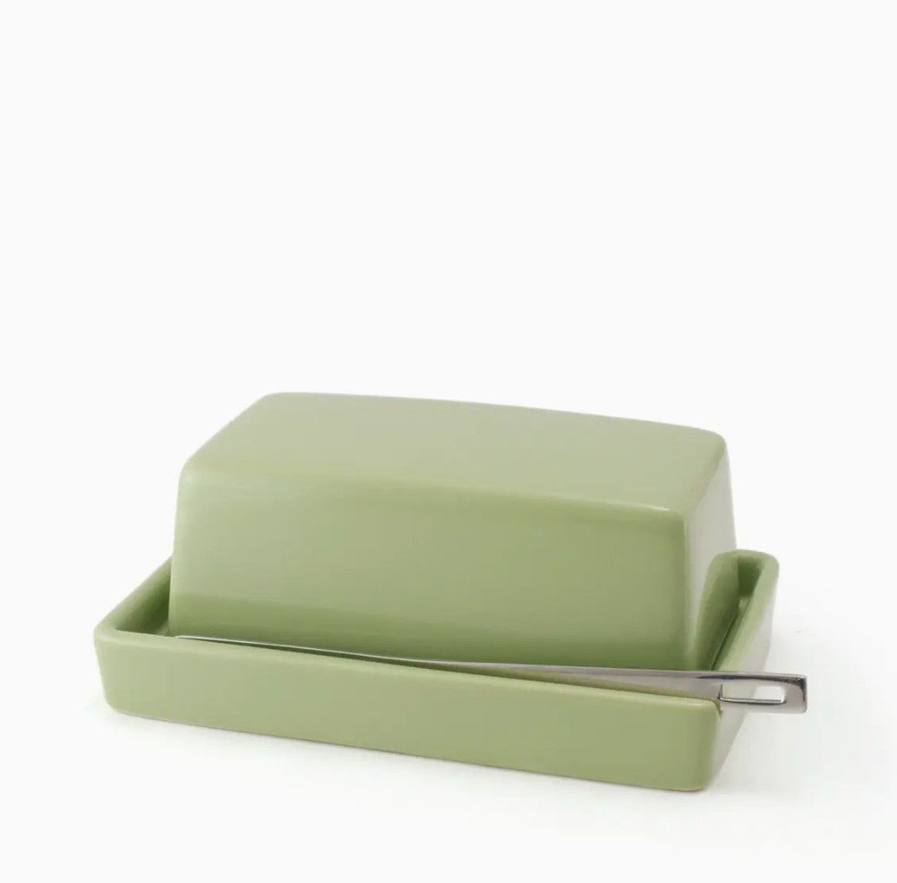 BEE HOUSE Butter Dish with s.s.butter knife - Artichoke
