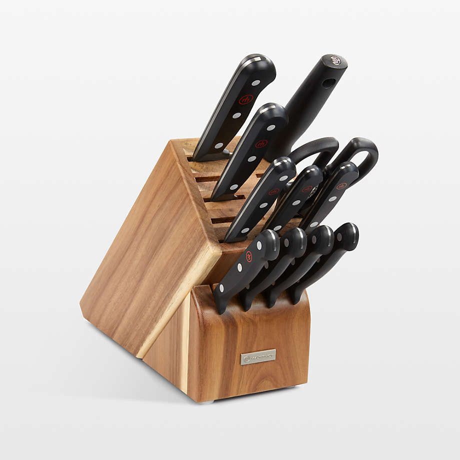 12pc Knife Block Set, 15-Slot Acacia - Gourmet | Wusthof