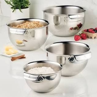 4pc Stainless Steel Mixing Bowl Set includes: 1/each size 1.5qt, 3.0qt, 4.75qt, and 7.0qt - Provisions Prep | Hestan