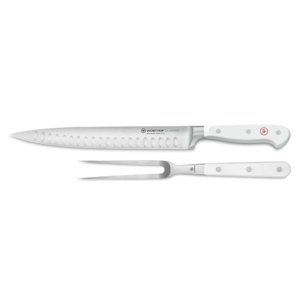 Two Piece Carving Set, Hollow Edge - Classic White | Wusthof