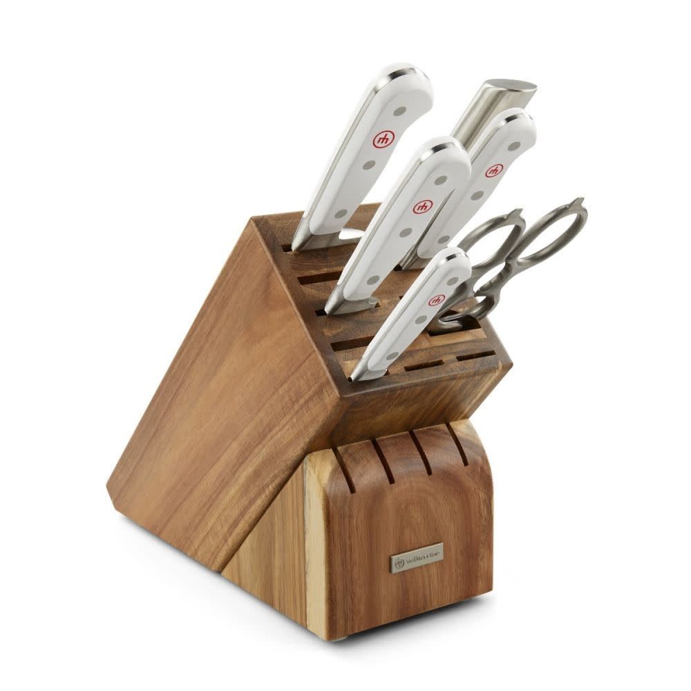Seven Piece Knife Block Set, Acacia - Gourmet White | Wusthof
