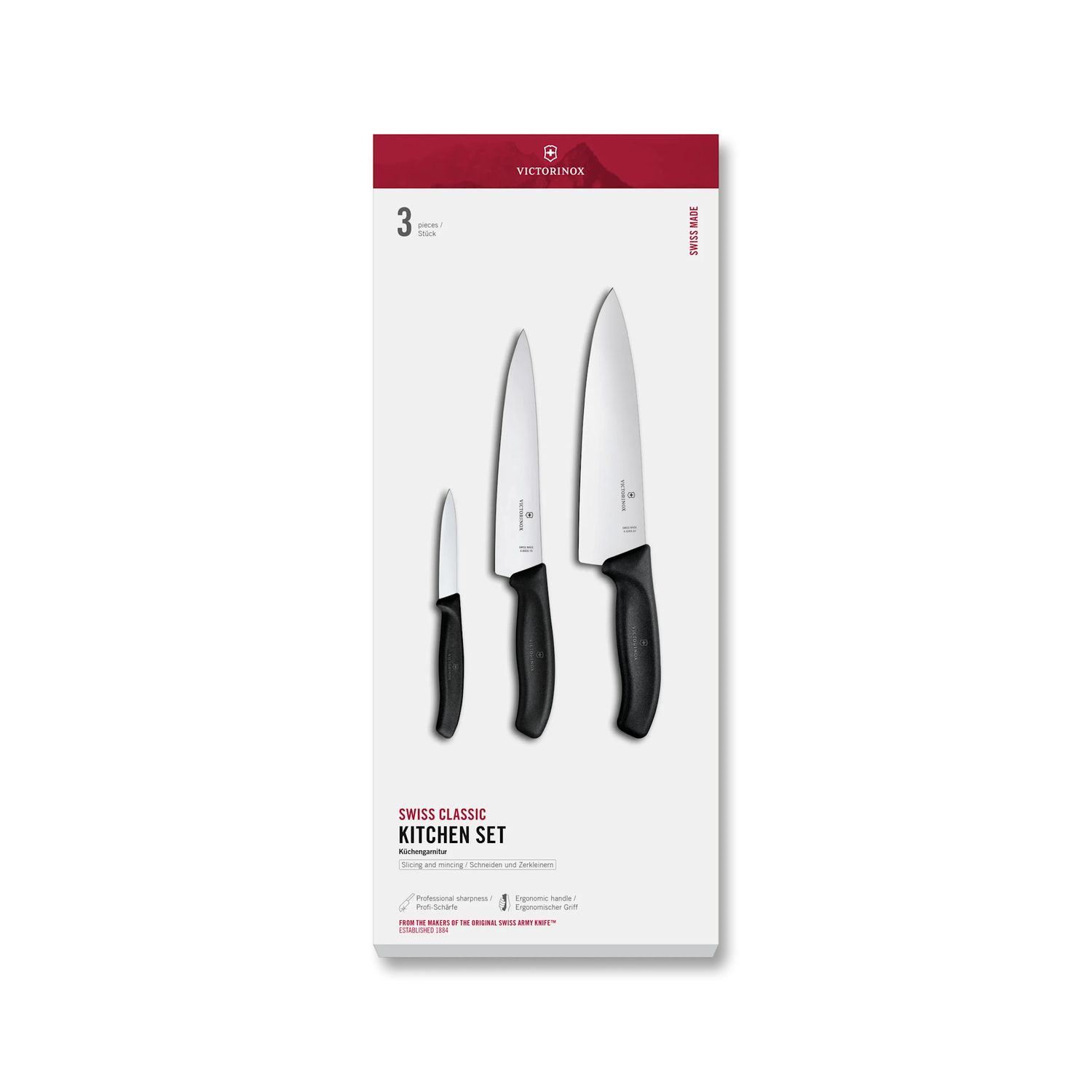 Sets, 3-Piece Chef's Set (8" Chef's, 8" Carving, 3_" Paring) Black | Victorinox