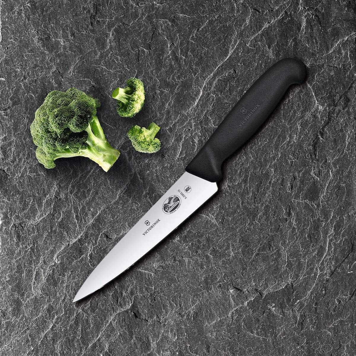 Utility/ Slicing, Forged, 6" Straight, Spear Point Blade Black | Victorinox
