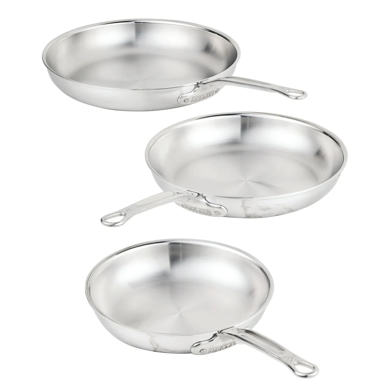 3pc Stainless Steel Skillet Set: 8.5" Skillet, 11.0" Skillet, &amp; 12.5" Skillet - Probond Luxe | Hestan