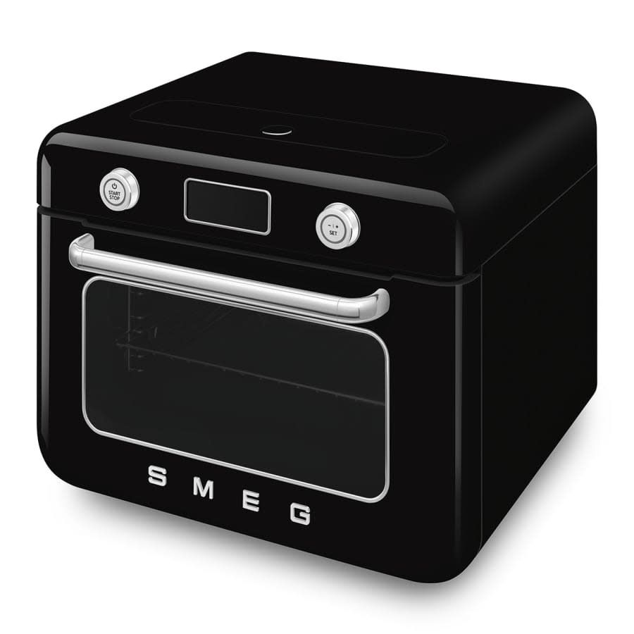 50's Retro Style Aesthetic Countertop Air Fry Oven With Steam Black | SMEG
