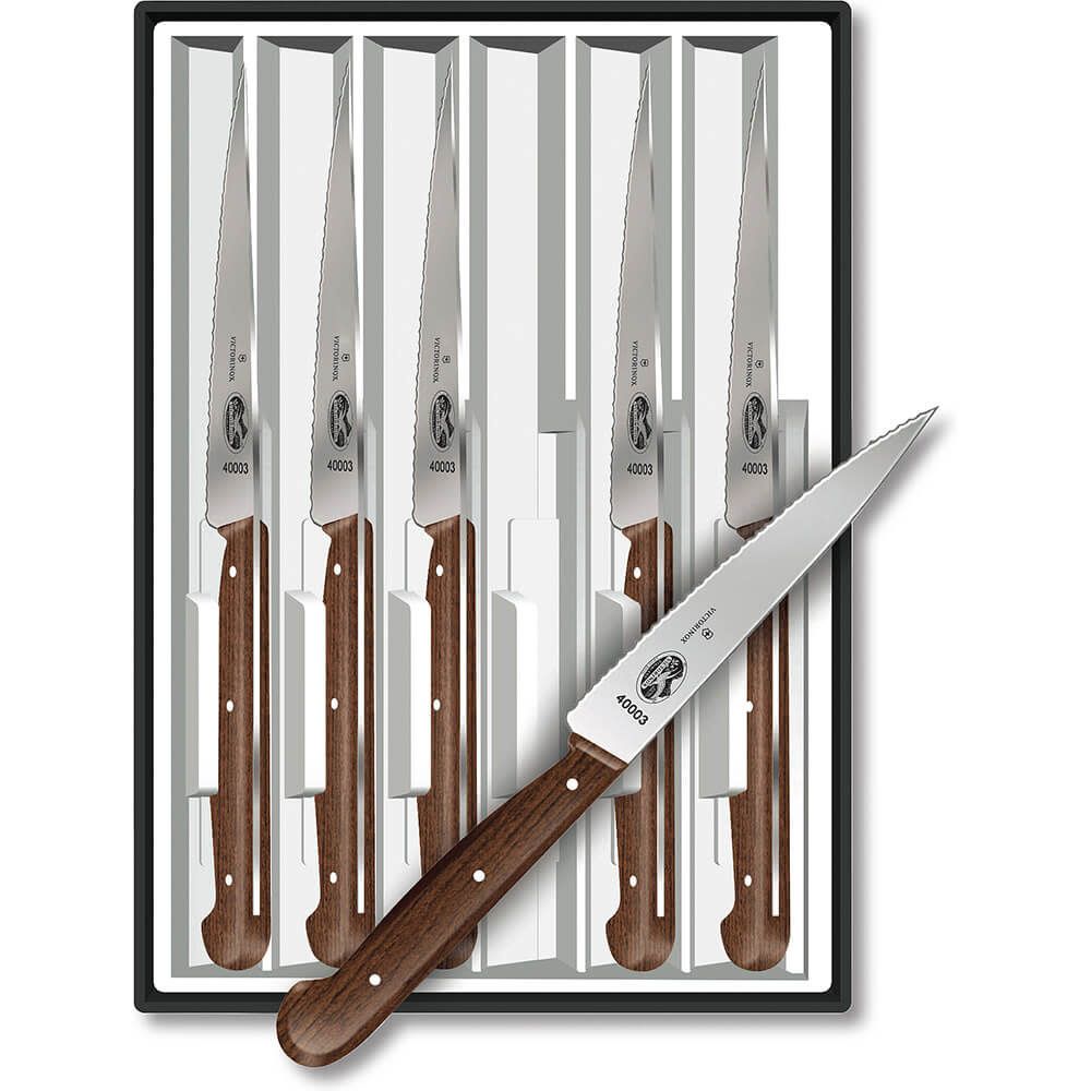 6-Piece Steak Set, Spear Point, Serrated (5.2030.12), Wood | Victorinox