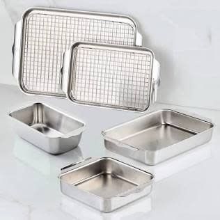 7pc OvenBond Set includes: 1/each Medium &amp; Quarter Sheet Pans, Rectangular &amp; Square Baking Pans, Loaf Pan and Baking Rack for Medium Sheet Pan &amp; Quarter Sheet Pan - Provisions Ovenbond | Hestan