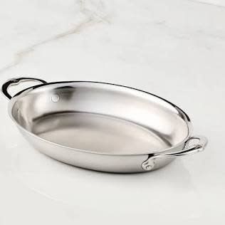 2.0qt OVAL Medium Clad SS Au Gratin (64oz, 12.5" x 9.0") - Provisions Roasters, Au Gratins | Hestan