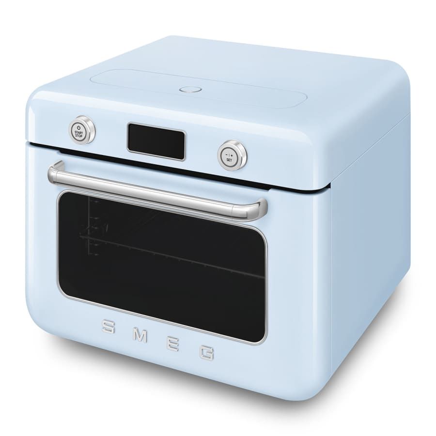 50's Retro Style Aesthetic Countertop Air Fry Oven With Steam Pastel Blue | SMEG