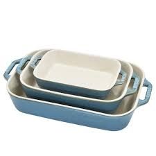 3-pc Rectangular Baking Dish Set - Rustic Turquoise | Staub