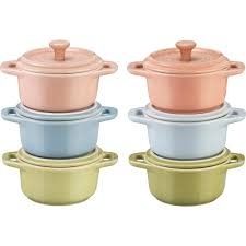 6-pc Mini Round Cocotte Set (.25-qt) - Macaron Pastel Colors | Staub