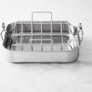 Classic SS Roaster w/tension rack, Small  (14.5"x12"x3") holds 20lbs - Provisions Roasters, Au Gratins | Hestan