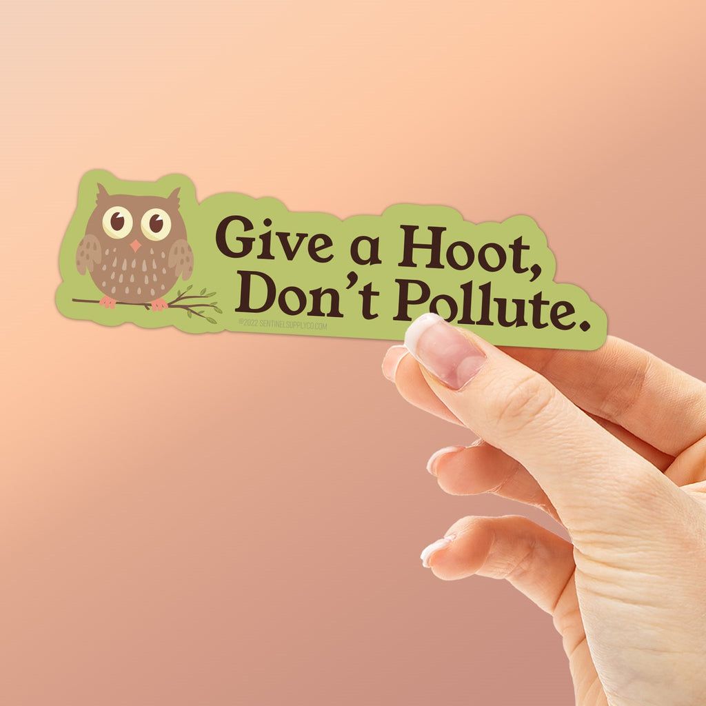 Give a Hoot Don't Pollute Owl Sticker - 70s Vintage Art | Sentinel Supply