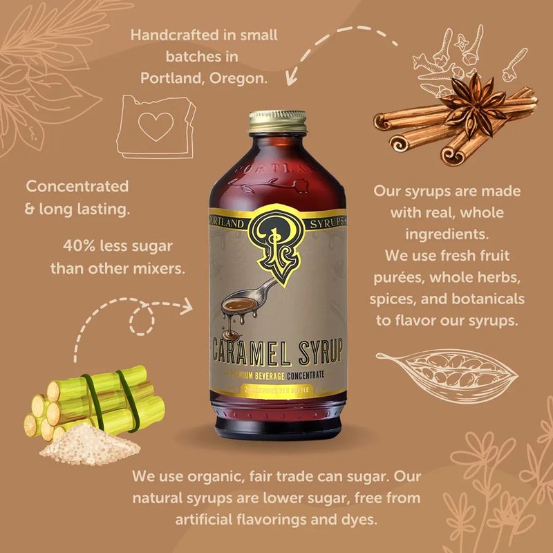 Caramel Syrup 3.4 oz - Cocktail / Mocktail Mix | Portland Syrups