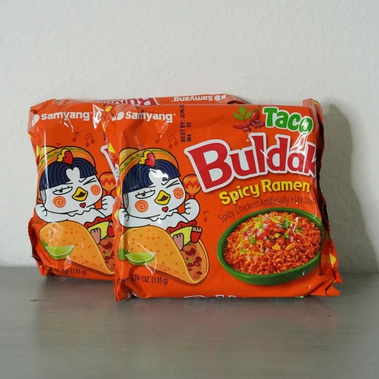 Taco Buldak Spicy Ramen Noodles, Spicy Chicken Artificial Flavor, 23.8 oz