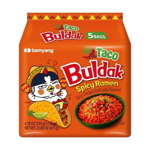 Taco Buldak Spicy Ramen Noodles, Single Pack