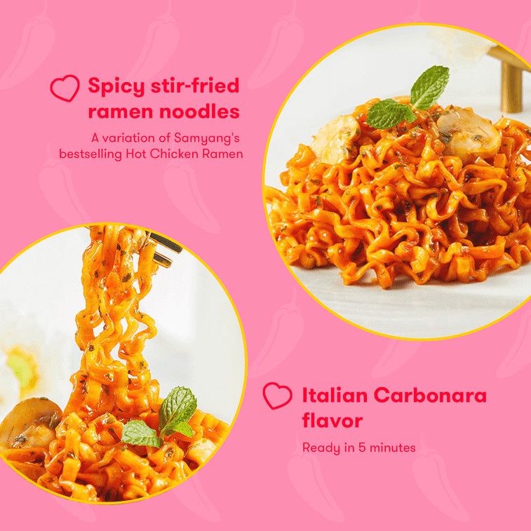 Korean Buldak Noodles Carbonara Stir-Fried Ramen - Hot Chicken Flavor, 2.82 oz