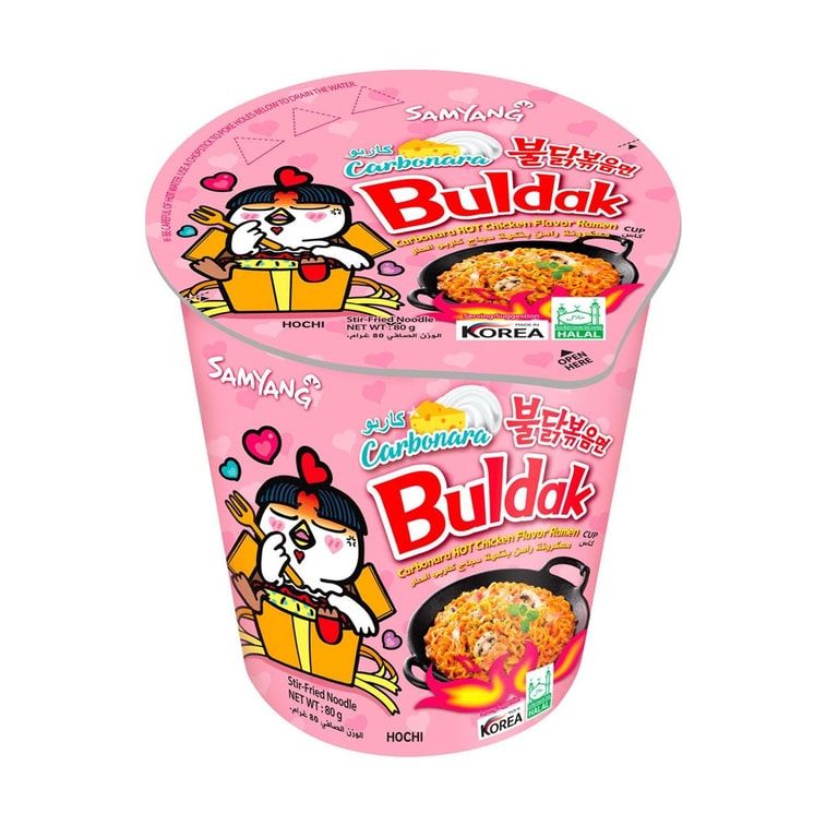 Korean Buldak Noodles Carbonara Stir-Fried Ramen - Hot Chicken Flavor, 2.82 oz