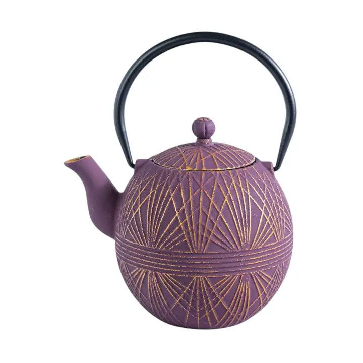 Purple Yarm Design 28oz Cast Iron Tea Pot (1/8)