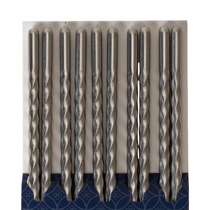 5 Piece Twisted Swirl Chopsticks Set Stainless Steel (10/200)