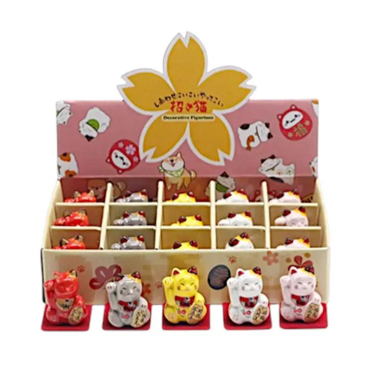 15 Piece Assortment Maneki Neko Lucky Cat Figurines 2.5in