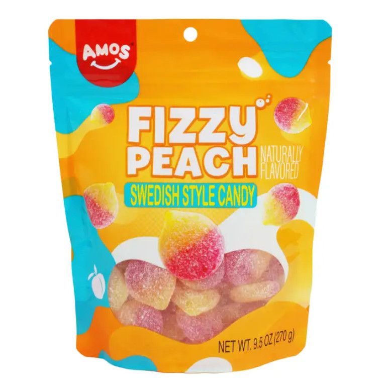 Amos Swedish Style Candy Fizzy Peach 9.5oz Bag | Grandpa Joe's Candy Shop