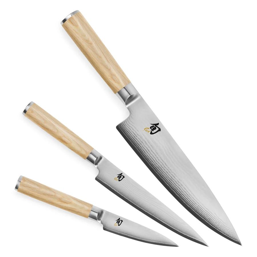 Classic Blonde 3 pc. Set: Paring 3.5", Utility 6", Chef's 8", in a boxed set.
