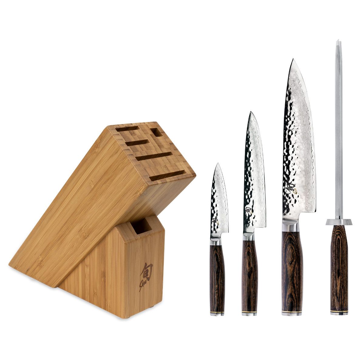 Premier 5 Pc Starter Block Set: Paring 4", Utility 6.5", Chef's 8", Combination Honing Steel and 6-Slot Slimline Block (DM0845).
