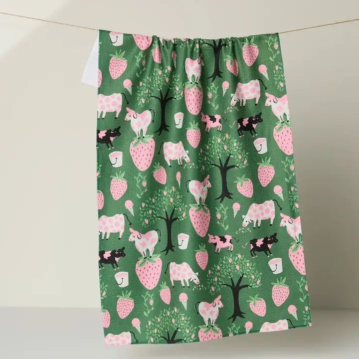 Strawberry Cows Tea Towel