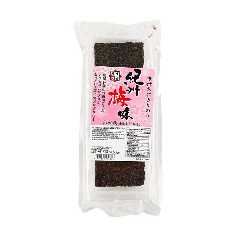 Kishu Ume Onigiri Nori, Roasted Seasoned Seaweed Plum Flavor, 0.16 oz