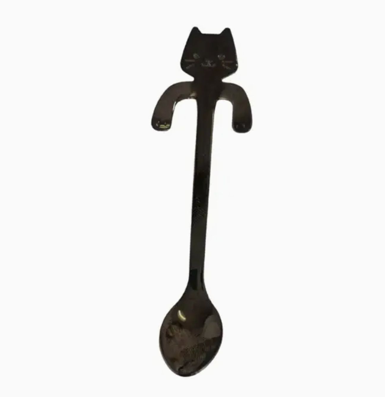 Cat Hanging 4.5"L Tea Spoon Black