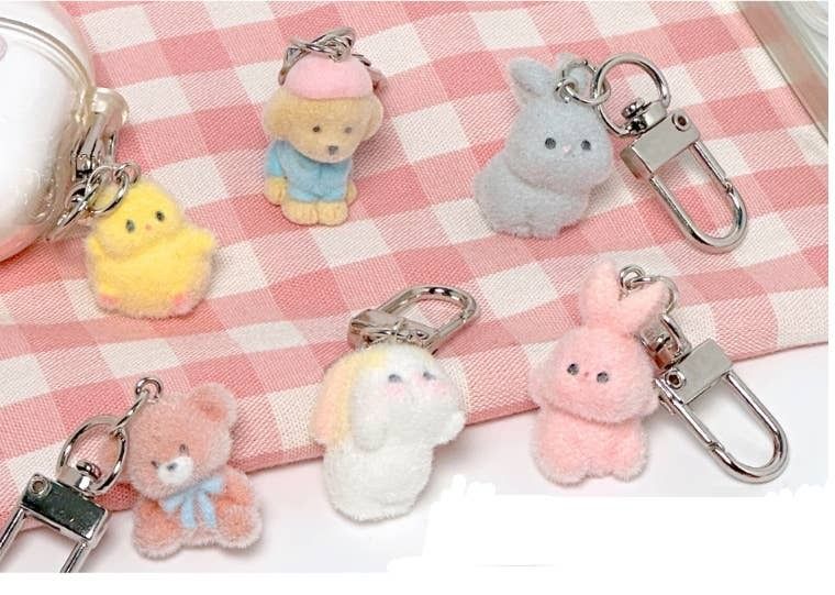 Softie Fluffy Animal Mini Keyring Bag Zipper Charm | K-Wonderland