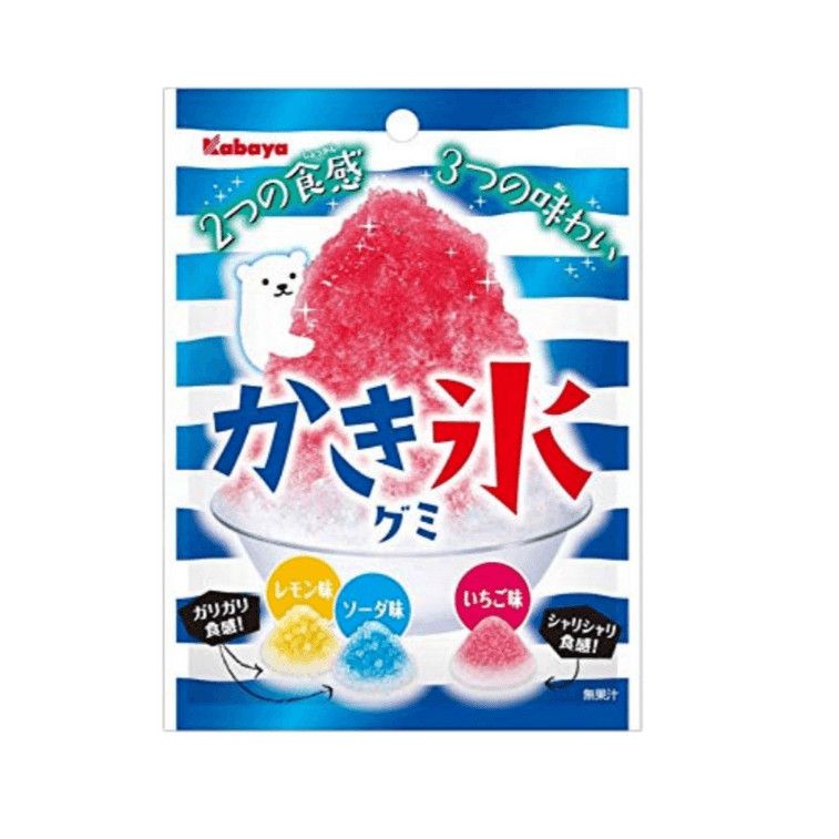Three flavors of shaved ice textured gummies, 55g
