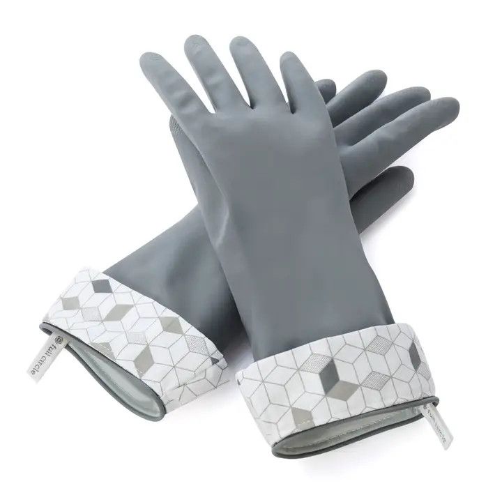 Splash Patrol Natural Latex Cleaning Gloves, Gray / Medium