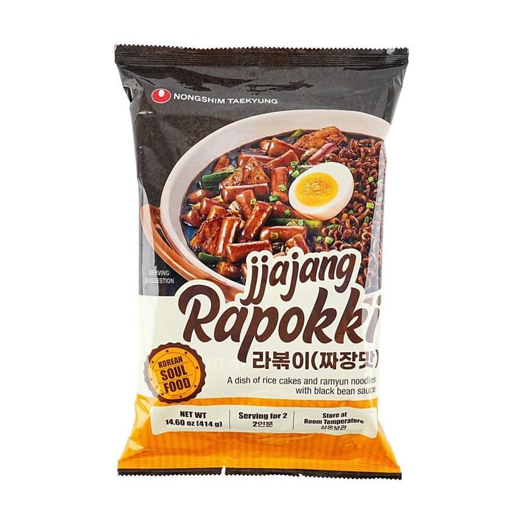 Jjajang Black Bean Sauce Rapokki (Rice cake with Ramen), 14.6 oz