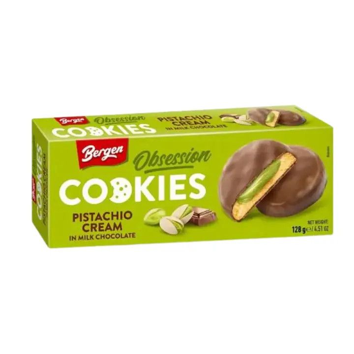 Bergen Cookies - Pistachio Cream &amp; Chocolate 128g (Europe)