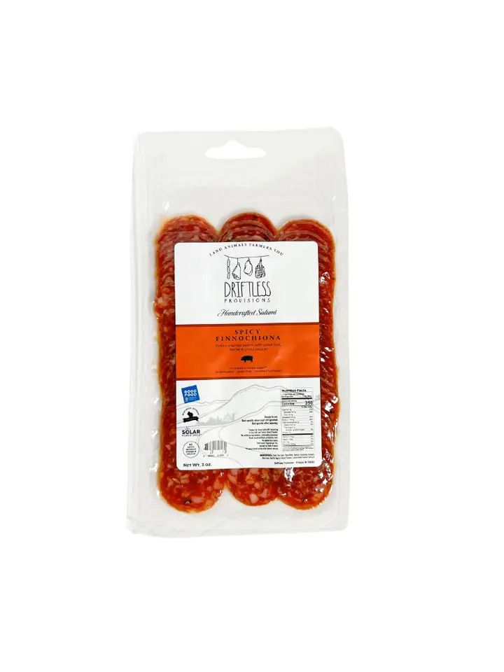 Pre-Sliced Spicy Finnochiona Salami - Nitrate Free, 3oz