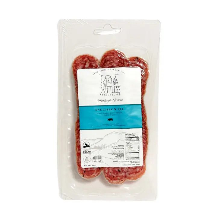 Pre-Sliced Saucisson Sec Salami - Nitrate Free, 3.oz