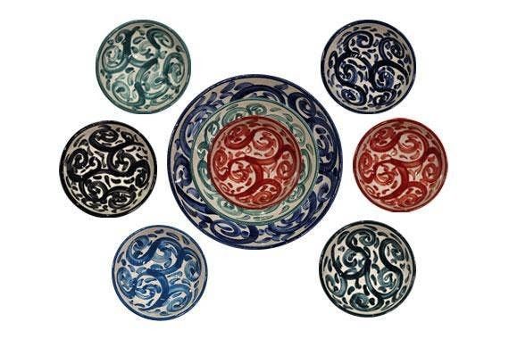 Pera Scroll Ceramic Bowls - 10 cm