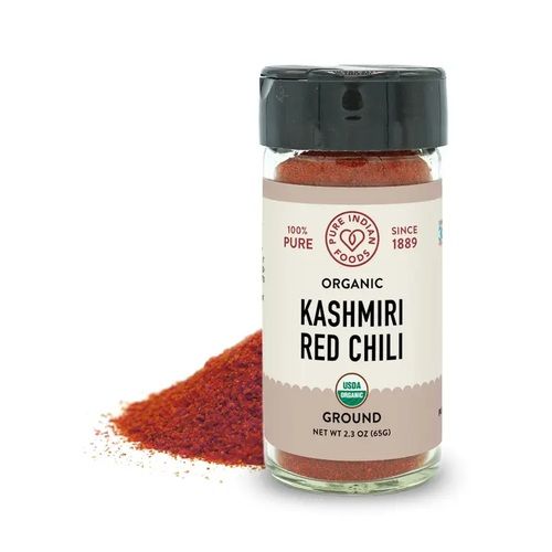 Kashmiri Chili Pepper Ground (Mild), Certified Organic - 2.3 oz Glass Bottle