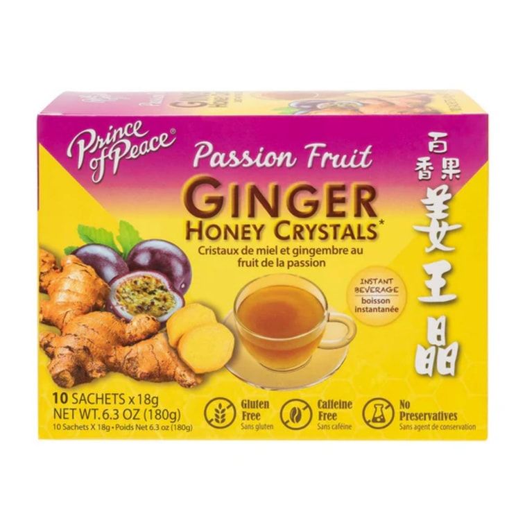 Ginger Honey Crystals with Passion Fruit,10 Sachets (Instant Ginger Tea,All Natural,Caffeine-Free)