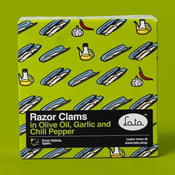 Lata Razor Clams in Olive Oil, Garlic and Chili Pepper