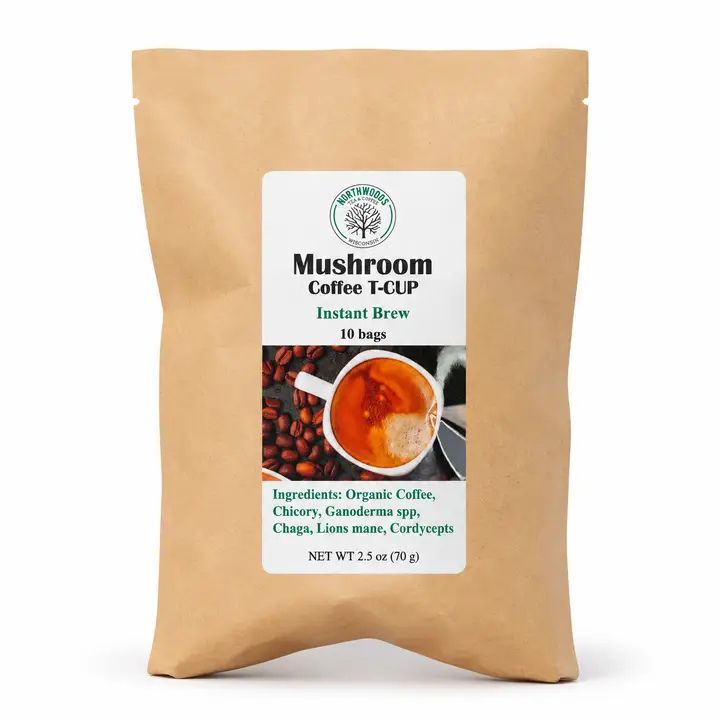 Mushroom Coffee T-CUPs (Single-Serve Brew Bags)