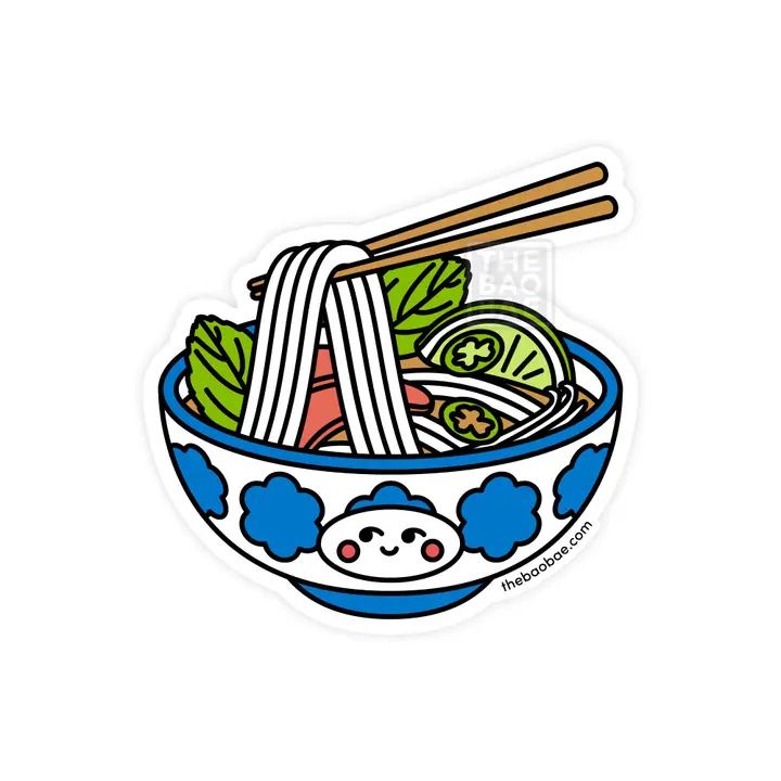 Soup Spoon Blue and White Porcelain Sticker