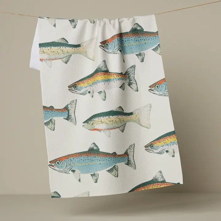 Hooked on Fishing Tea Towel