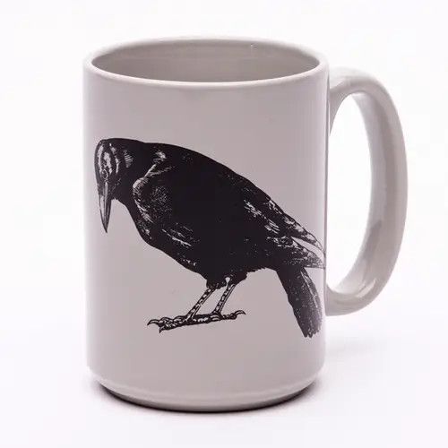 Crow Ceramic Coffee Mug with Whimsical Design - 15 oz Mug - Dishwasher &amp; Microwave Safe